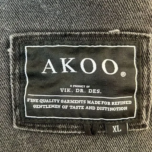 Akoo Light Gray Acid Washed and Paint Splatter Design Denim Jacket ~ Size XL - Picture 5 of 11